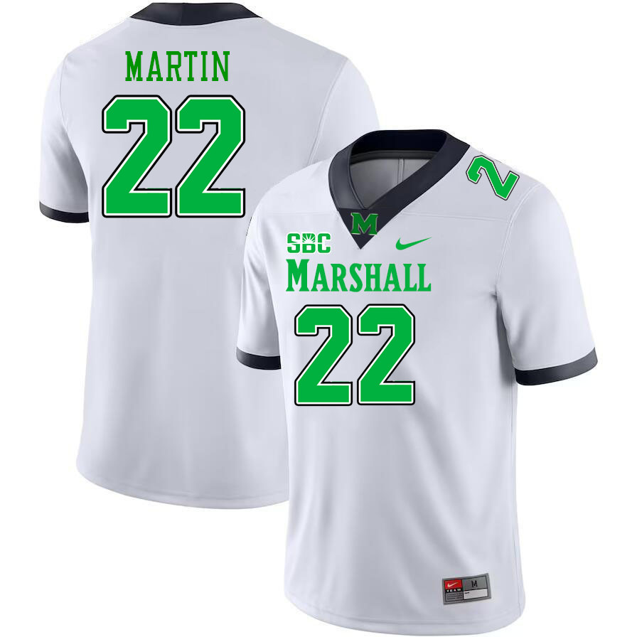 Marshall Thundering Herd #22 Kerion Martin College Football Jerseys,Uniforms-White